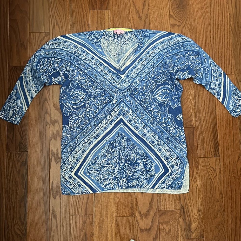 Lilly Pulitzer Blue Crush Open Water Linen Jameson Sweater